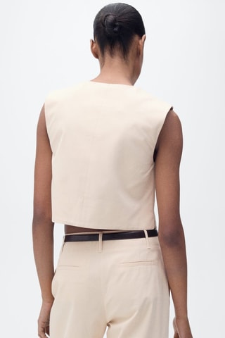 Top crop coton boutons - Blanc
