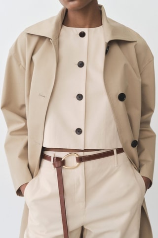 Top crop coton boutons - Blanc