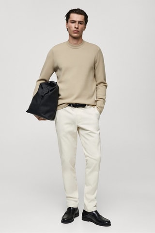 Pull-over maille moyenne regular-fit - Beige