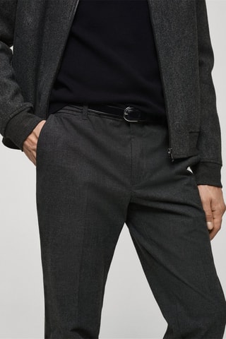 Pantalon en flanelle à motif Prince de Galles - Gris