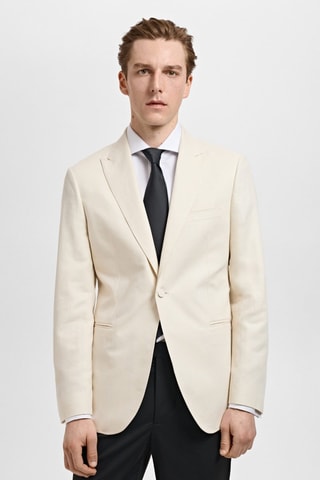 Blazer de costume lin slim-fit - Écru