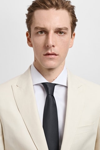 Blazer de costume lin slim-fit - Écru