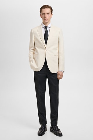 Blazer de costume lin slim-fit - Écru