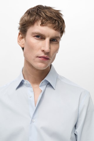 Chemise regular-fit coton stretch - Bleu