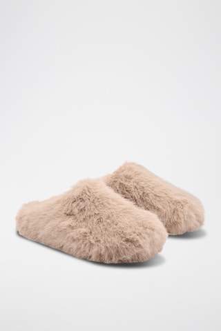 Pantoufles fausse fourrure - Marron