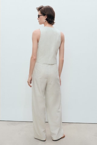 Pantalon de costume droit lin mélangé - Blanc