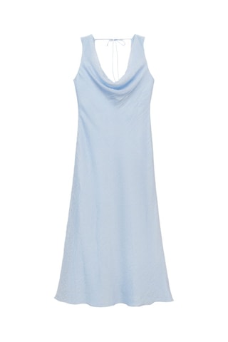 Robe midi encolure drapée - Bleu