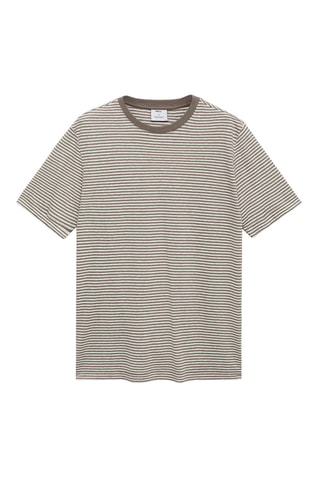 T-shirt lin slim-fit rayures - Blanc