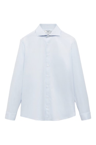 Chemise costume slim-fit tissu twill boutons de manchette - Ciel