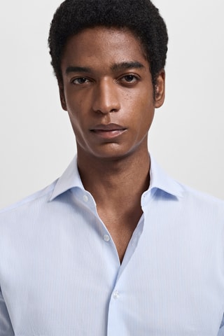 Chemise costume slim fit milleraies - Bleu