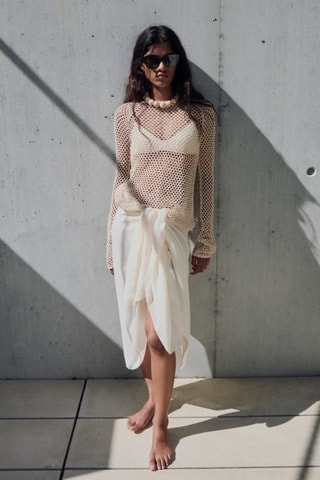 Pull crochet manches longues - Blanc