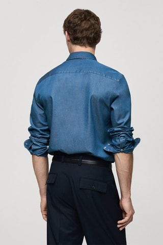 Chemise chambray 100 % coton - Bleu