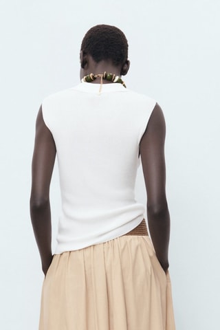 Top maille col polo - Blanc