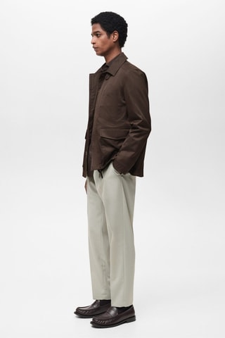 Pantalon laine froide slim-fit pinces - Gris