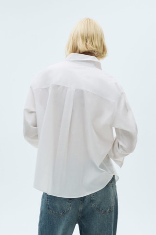 Chemise coton bouton décoratif - Blanc