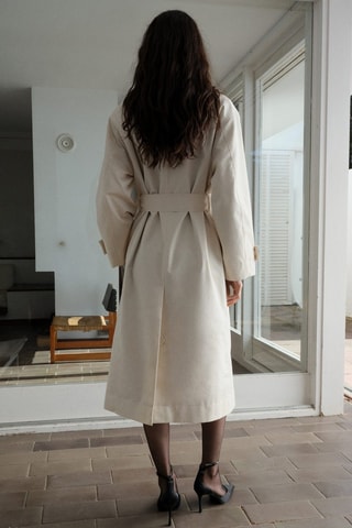 Trench long oversize double boutonnage - Blanc