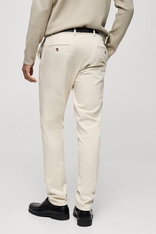 Pantalon Barna slim-fit en sergé - Blanc