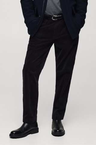 Pantalon velours côtelé regular-fit - Bleu marine