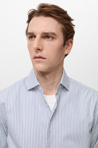 Chemise 100 % coton rayures - Bleu