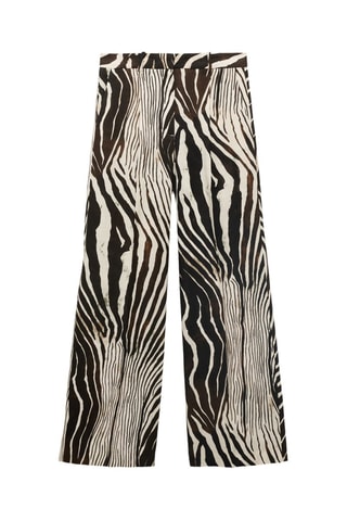Pantalon lin imprimé zèbre - Marron