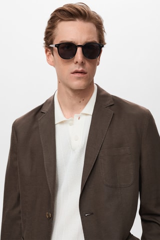 Veste de costume slim fit lin - Marron