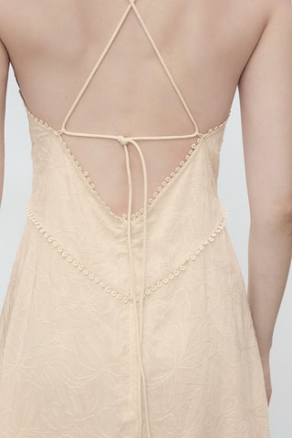 Robe midi brodée - Écru