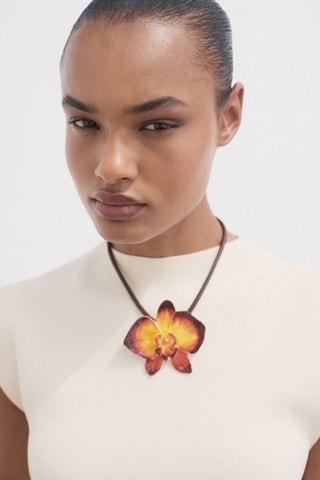 Robe évasée maille col montant - Blanc