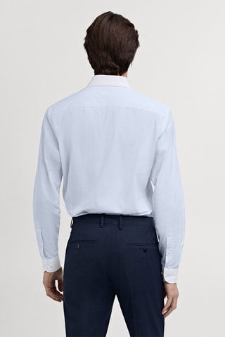 Chemise costume rayée col contrasté - Ciel