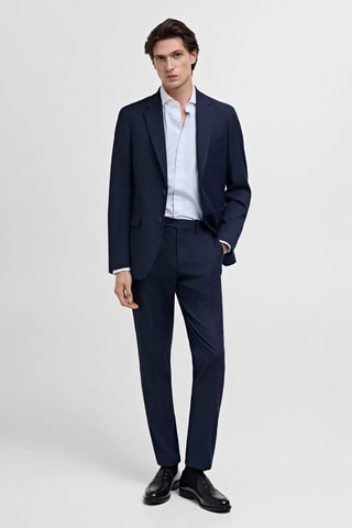 Chemise costume rayée col contrasté - Ciel