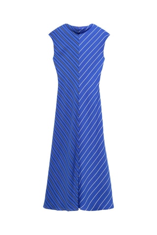 Robe évasée rayures combinées - Bleu