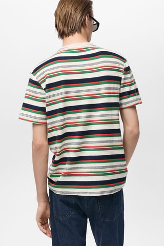 T-shirt regular-fit 100 % coton rayures - Blanc