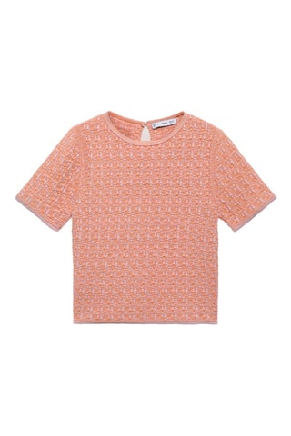 Pull tweed manches courtes - Rose