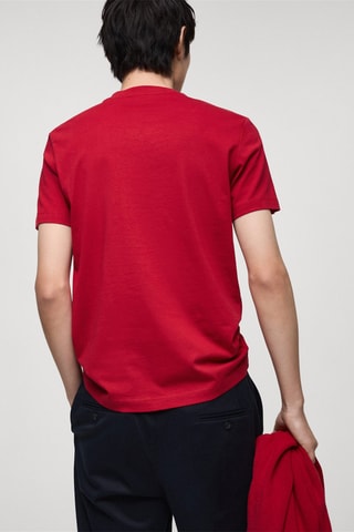 T-shirt 100 % coton col V slim-fit - Rouge