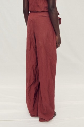 Pantalon costume wideleg effet froissé - Rouge