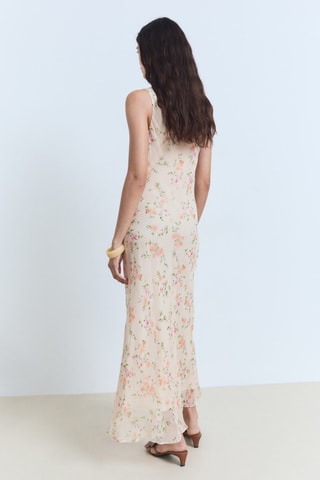 Robe drapée avec imprimé fleuri - Rose