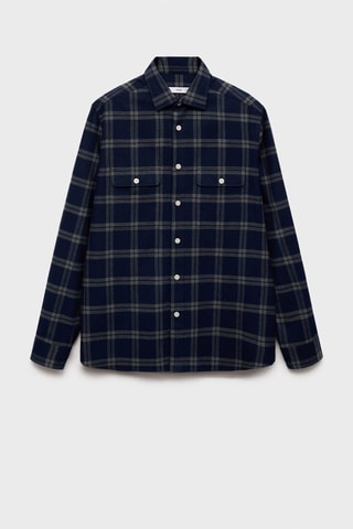 Surchemise 100 % coton flanelle carreaux - Bleu marine