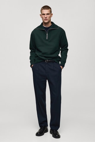Sweat-shirt regular-fit col zippé - Vert