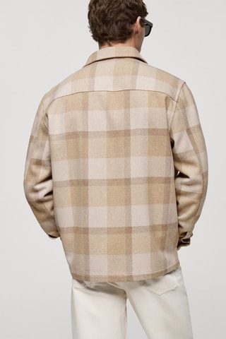 Surchemise laine flanelle carreaux - Beige