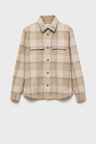 Surchemise laine flanelle carreaux - Beige