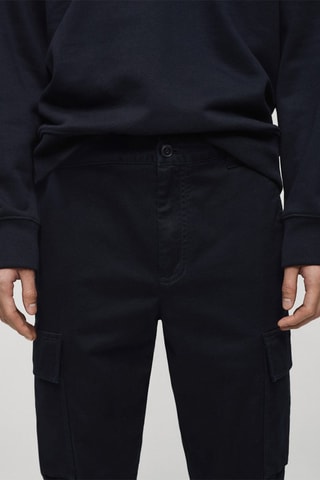 Pantalon cargo coton regular-fit - Bleu marine