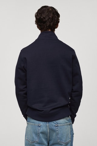 Sweat-shirt regular-fit col zippé - Bleu marine
