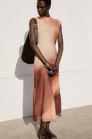 Robe - Beige et bordeaux