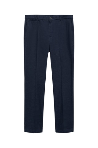 Pantalon en flanelle pied-de-poule - Bleu