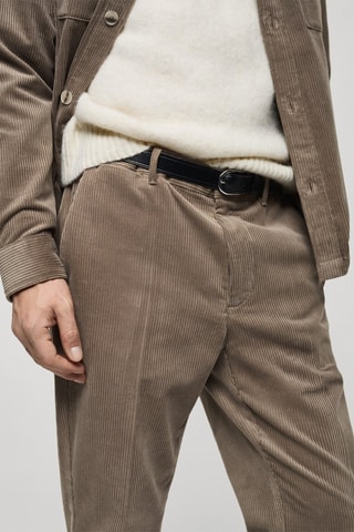 Pantalon velours côtelé regular-fit - Gris