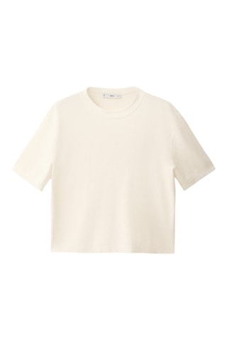 Pull laine mélangée manches courtes - Blanc