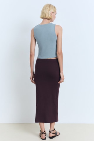 Haut décolleté court en maille - Bleu