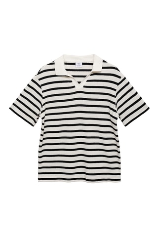 Polo maille structuré rayures - Blanc