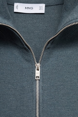 Pull-over microstructure col zippé - Bleu foncé