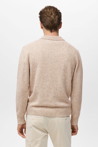 Pull-over polo maille laine mélangée - Beige