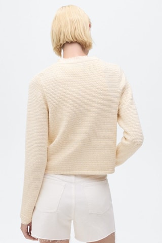 Cardigan maille bords effilochés - Blanc